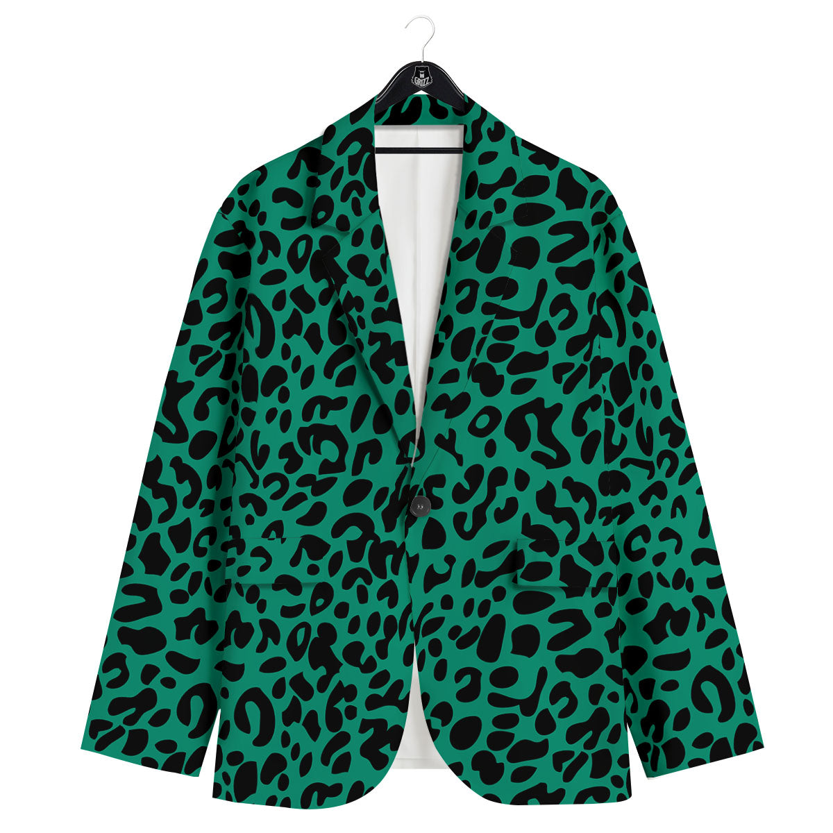 Leopard Green Print Men's Sport Coat-grizzshop