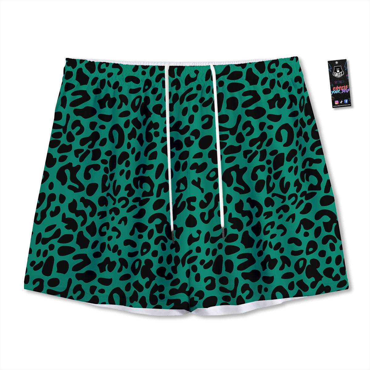 Leopard Green Print Mesh Shorts