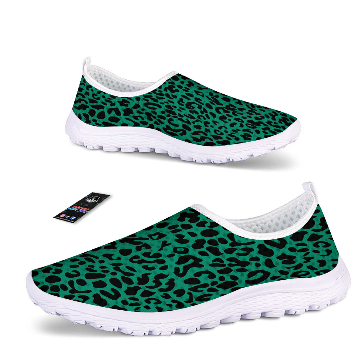 Leopard Green Print Nurse Shoes-grizzshop