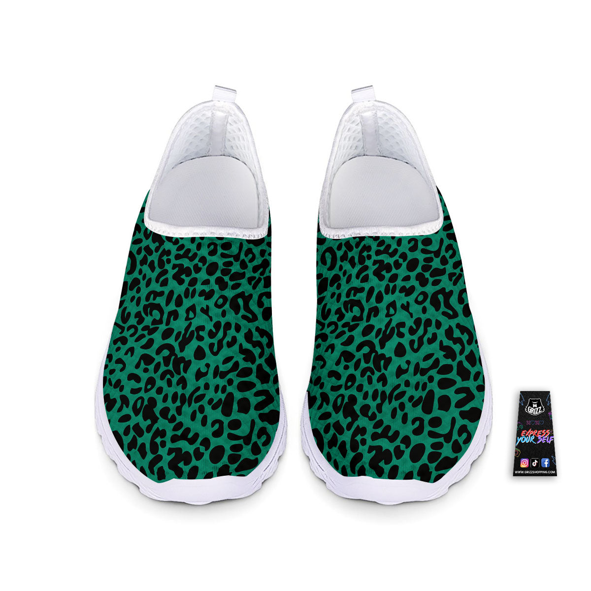 Leopard Green Print Nurse Shoes-grizzshop