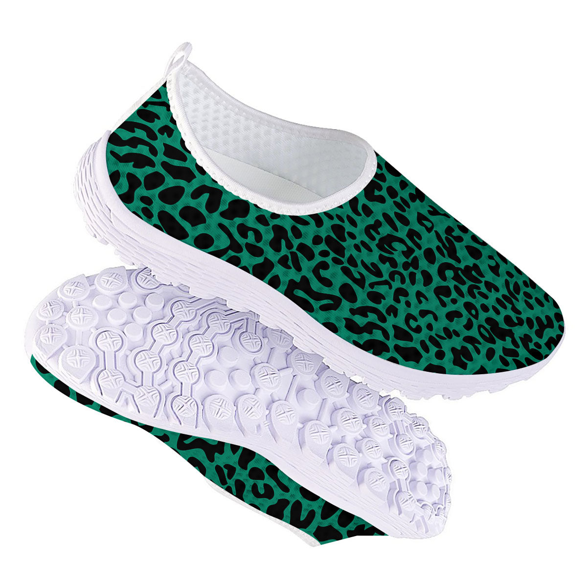 Leopard Green Print Nurse Shoes-grizzshop