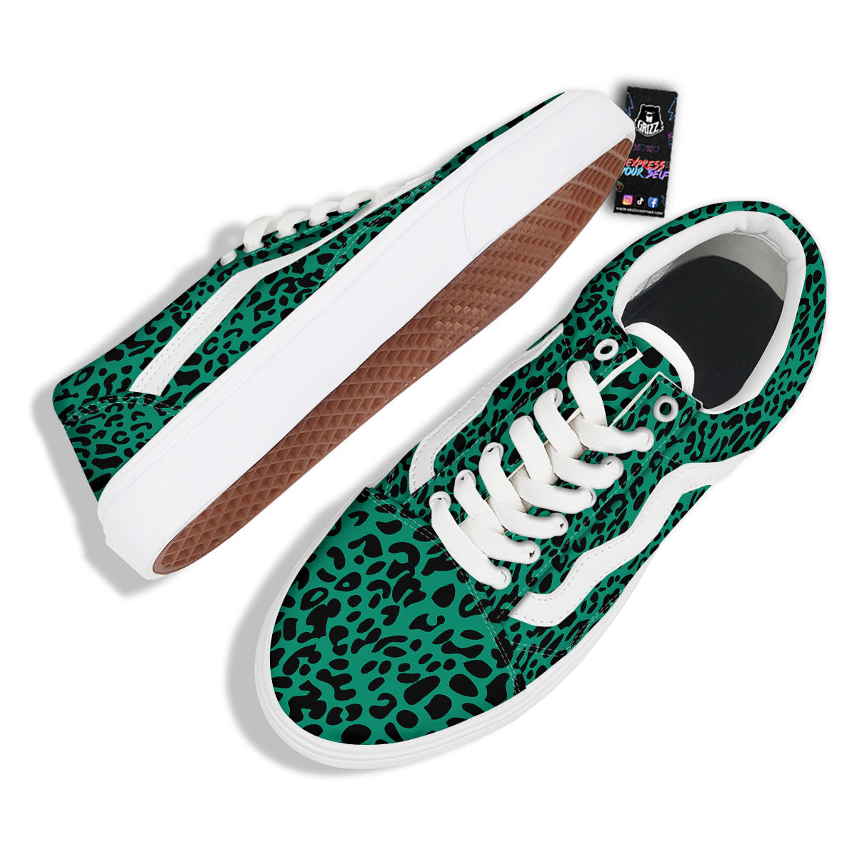 Leopard Green Print Skate Shoes-grizzshop