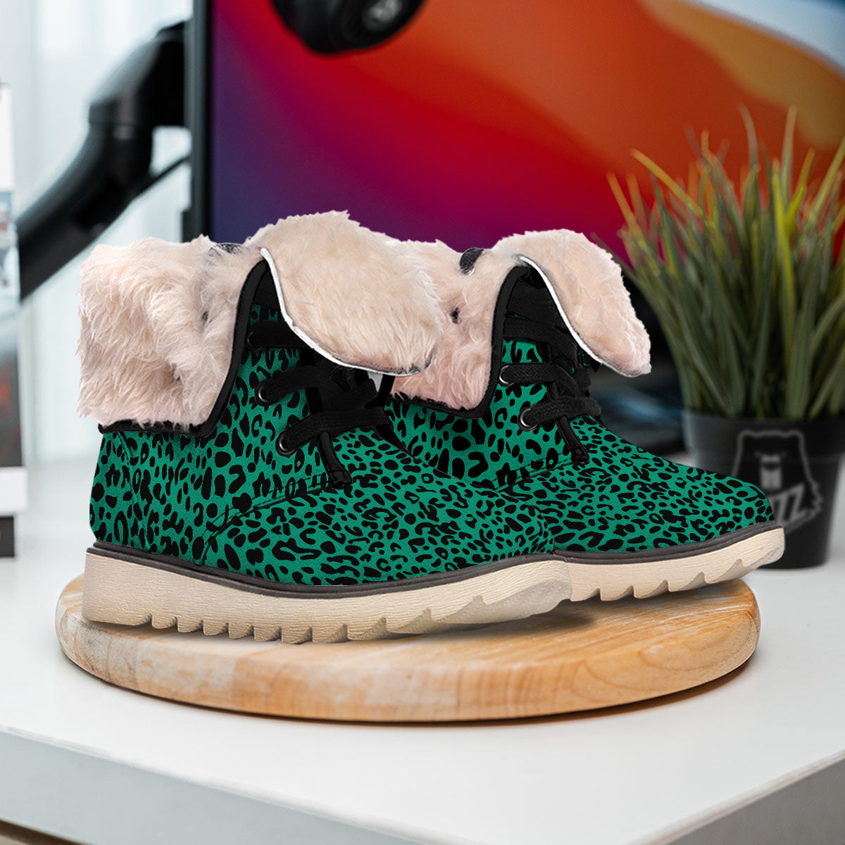 Leopard Green Print Snow Boots-grizzshop