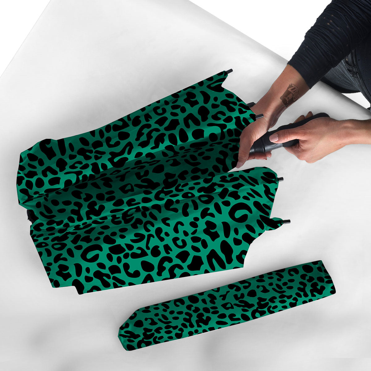 Leopard Green Print Umbrella-grizzshop