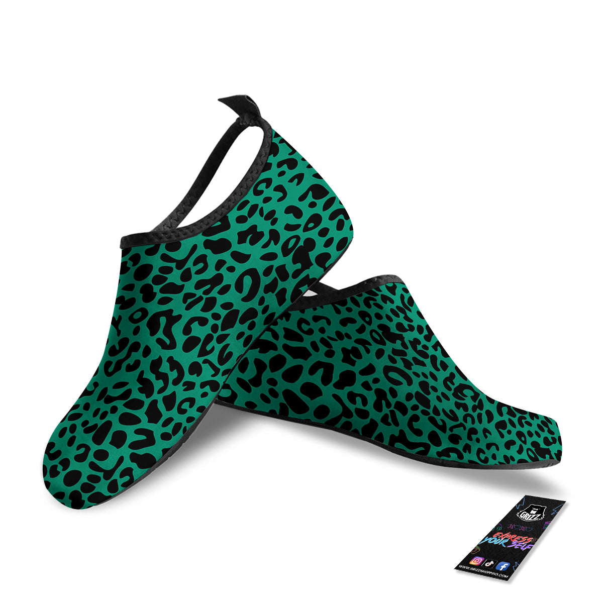 Leopard Green Print Water Shoes-grizzshop