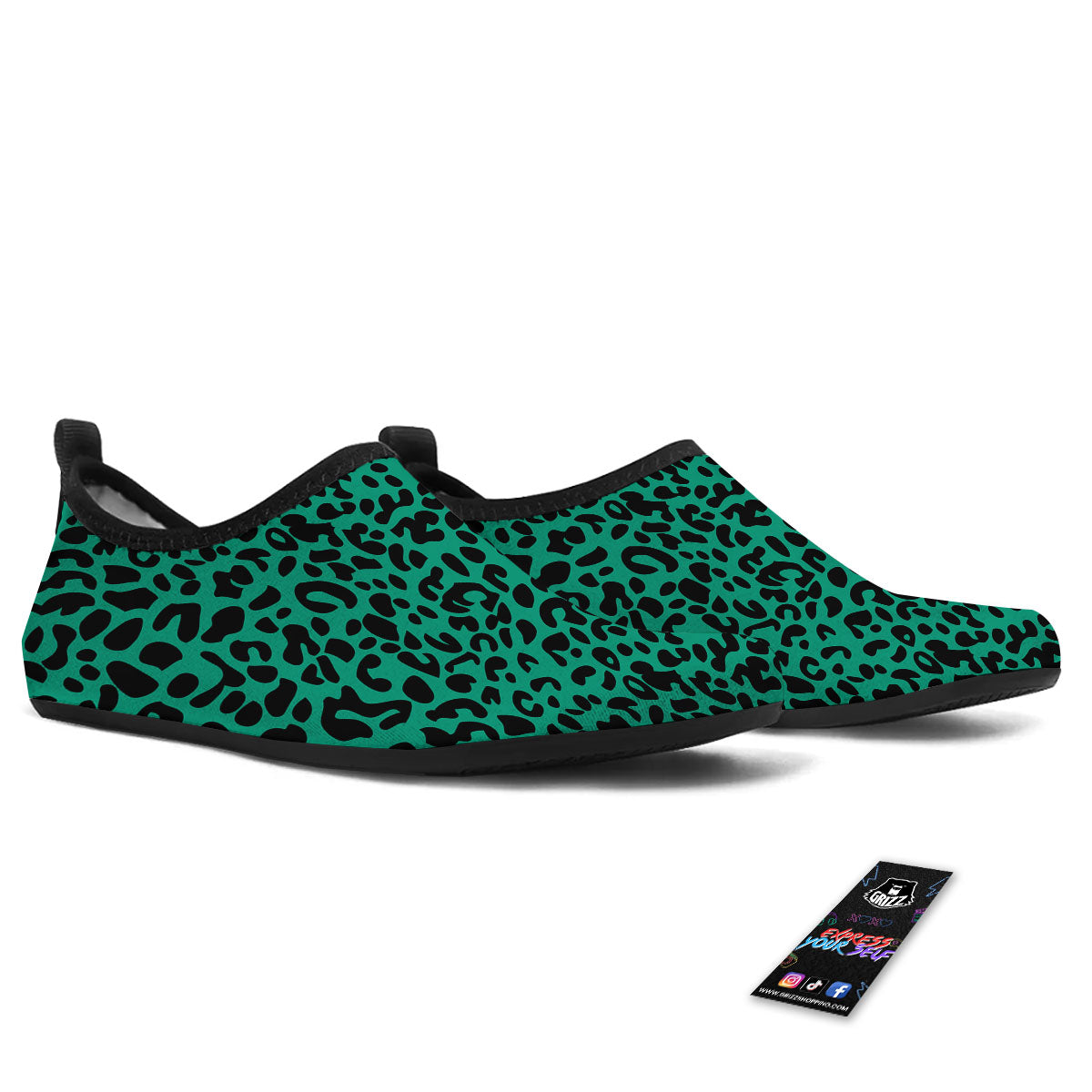 Leopard Green Print Water Shoes-grizzshop