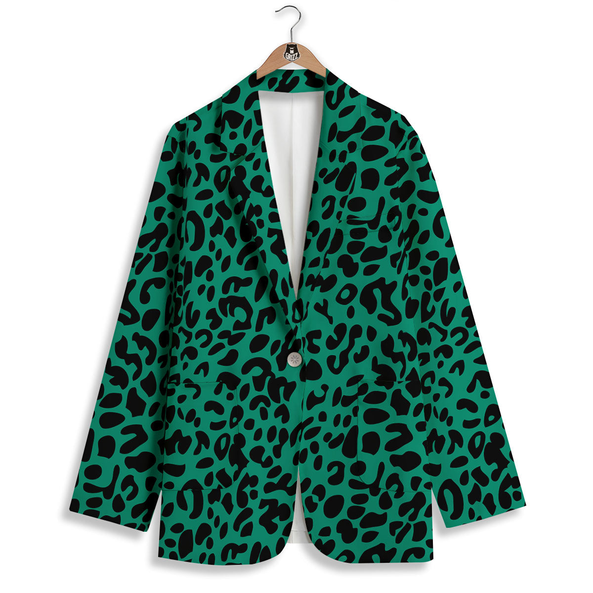 Leopard Green Print Women's Blazer-grizzshop