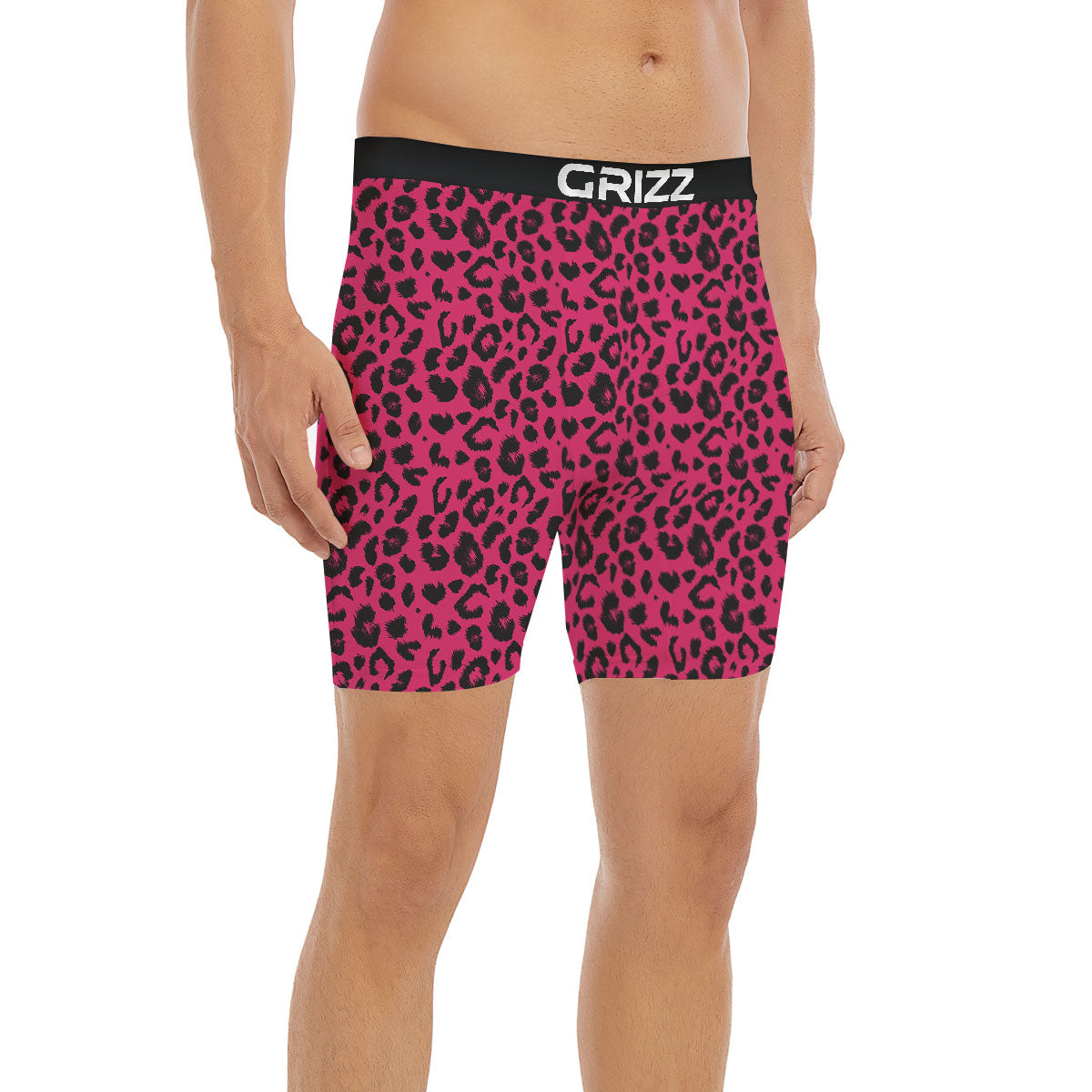 Leopard Hot Pink Print Boxer Briefs-grizzshop