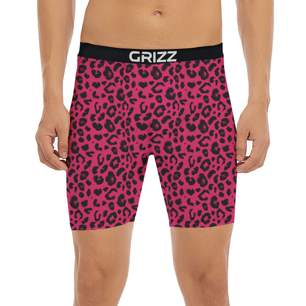 Leopard Hot Pink Print Boxer Briefs-grizzshop
