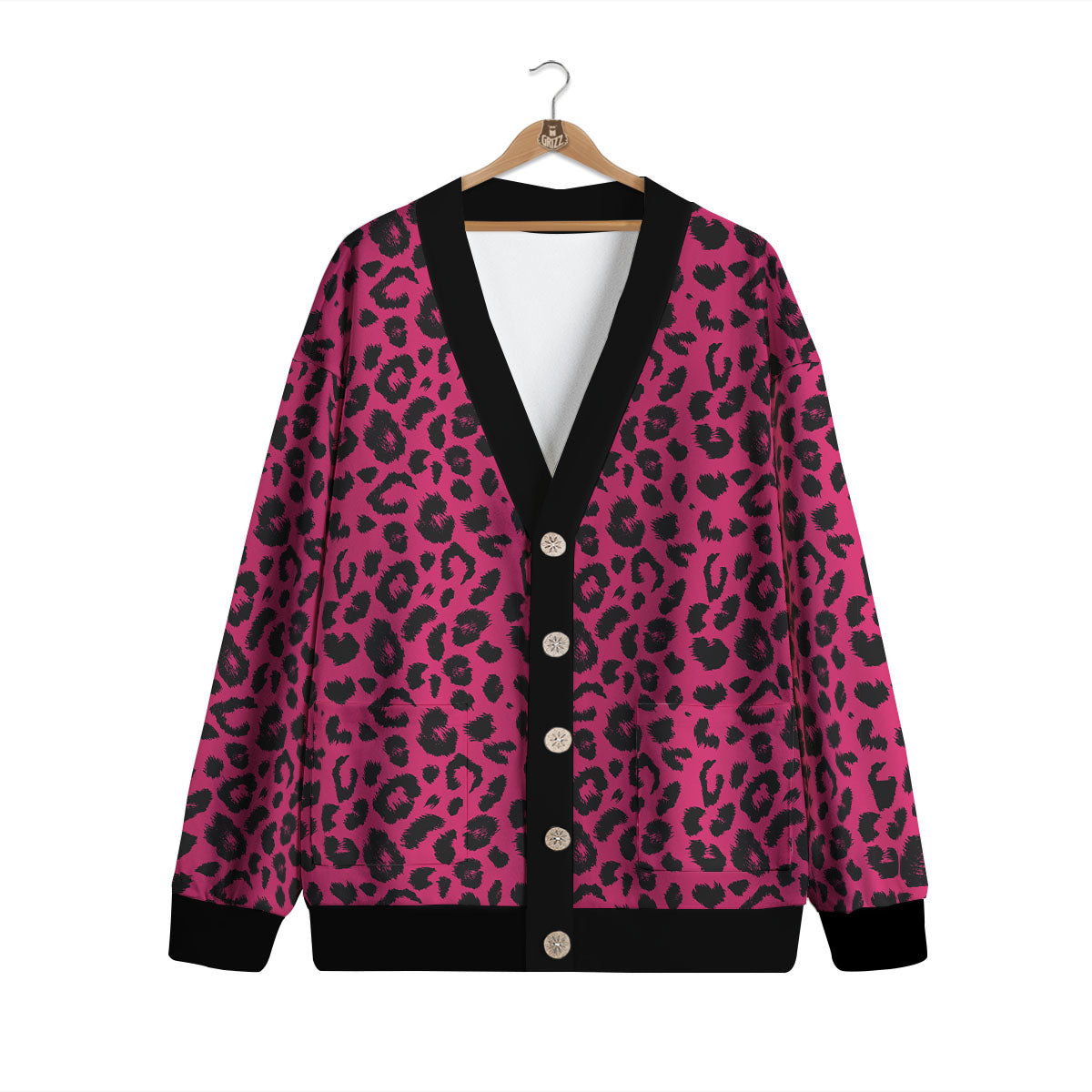 Leopard Hot Pink Print Cardigan-grizzshop