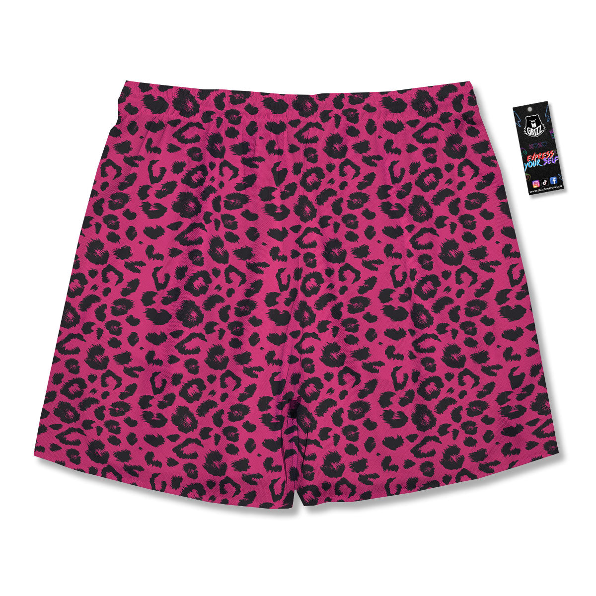 Leopard Hot Pink Print Men's Running Shorts-grizzshop