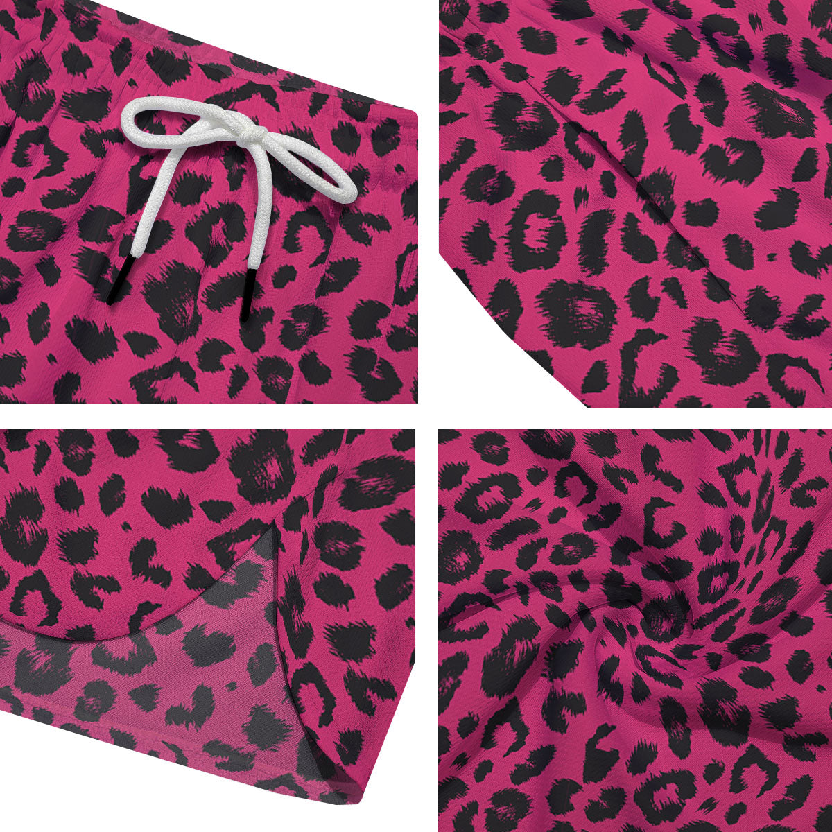 Leopard Hot Pink Print Men's Running Shorts-grizzshop