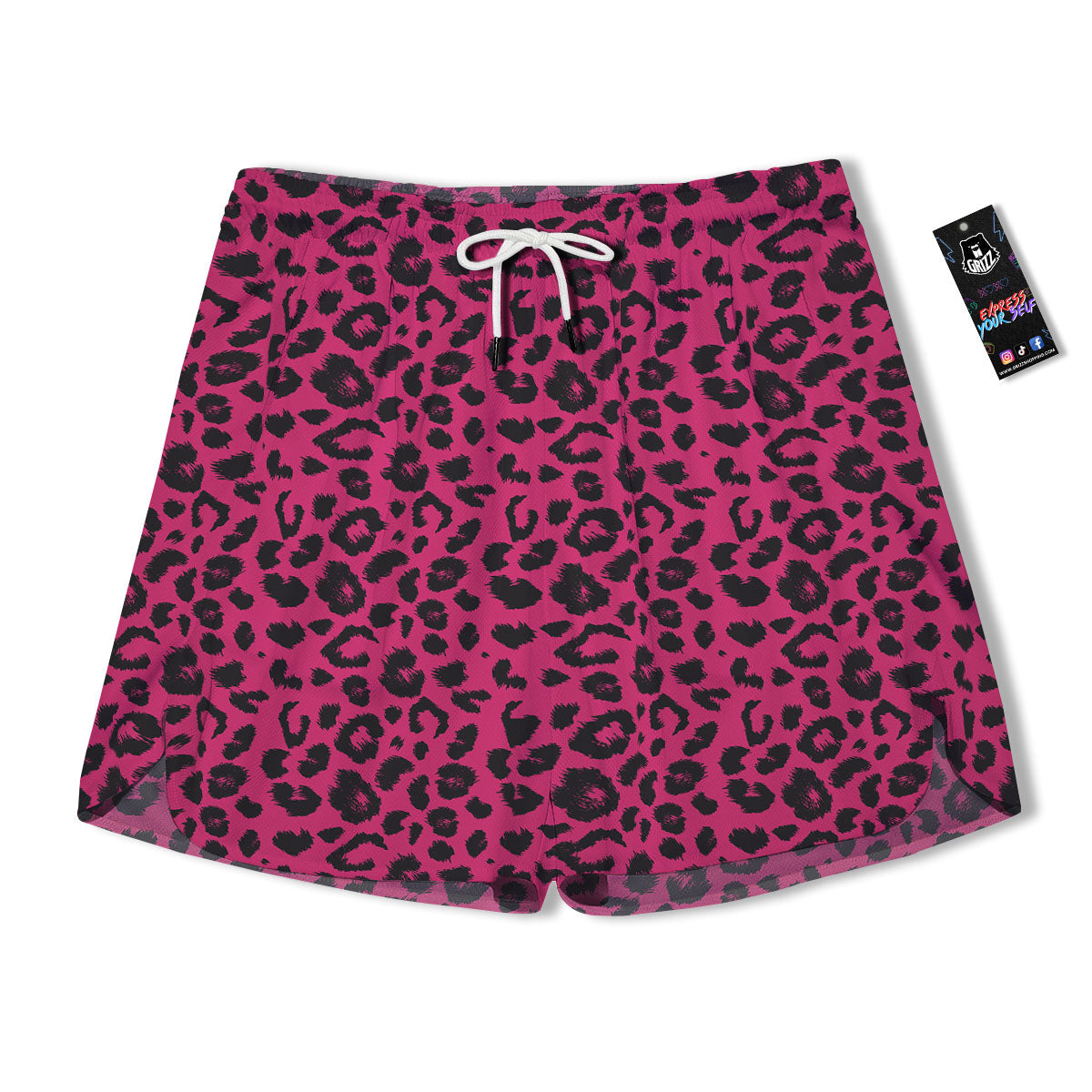 Leopard Hot Pink Print Men's Running Shorts-grizzshop