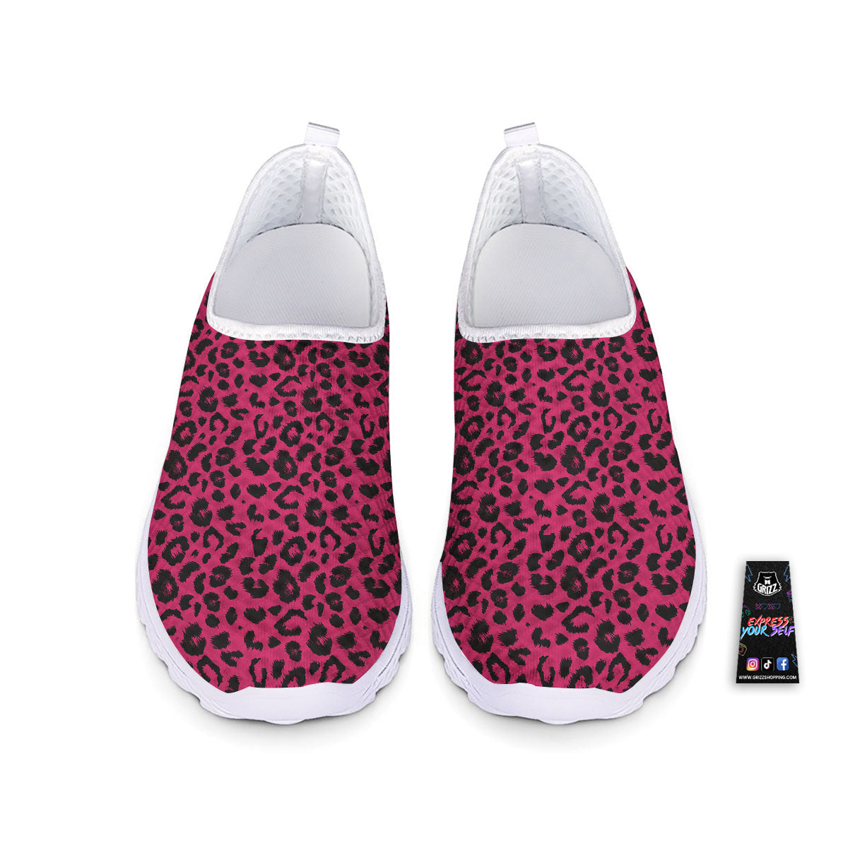Leopard Hot Pink Print Nurse Shoes-grizzshop