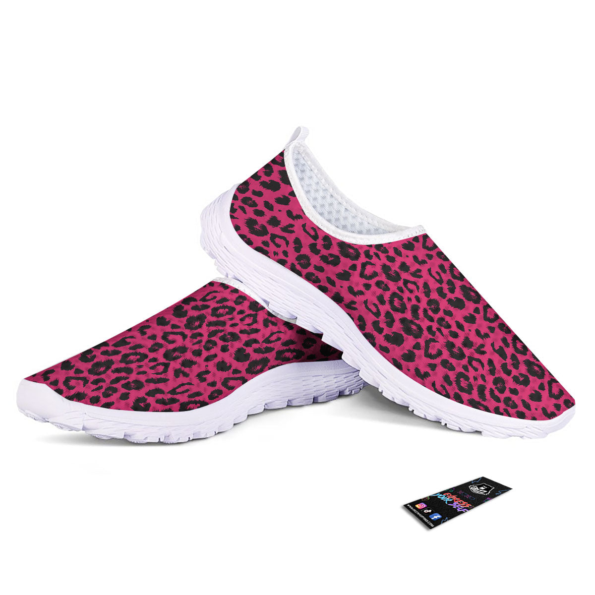 Leopard Hot Pink Print Nurse Shoes-grizzshop