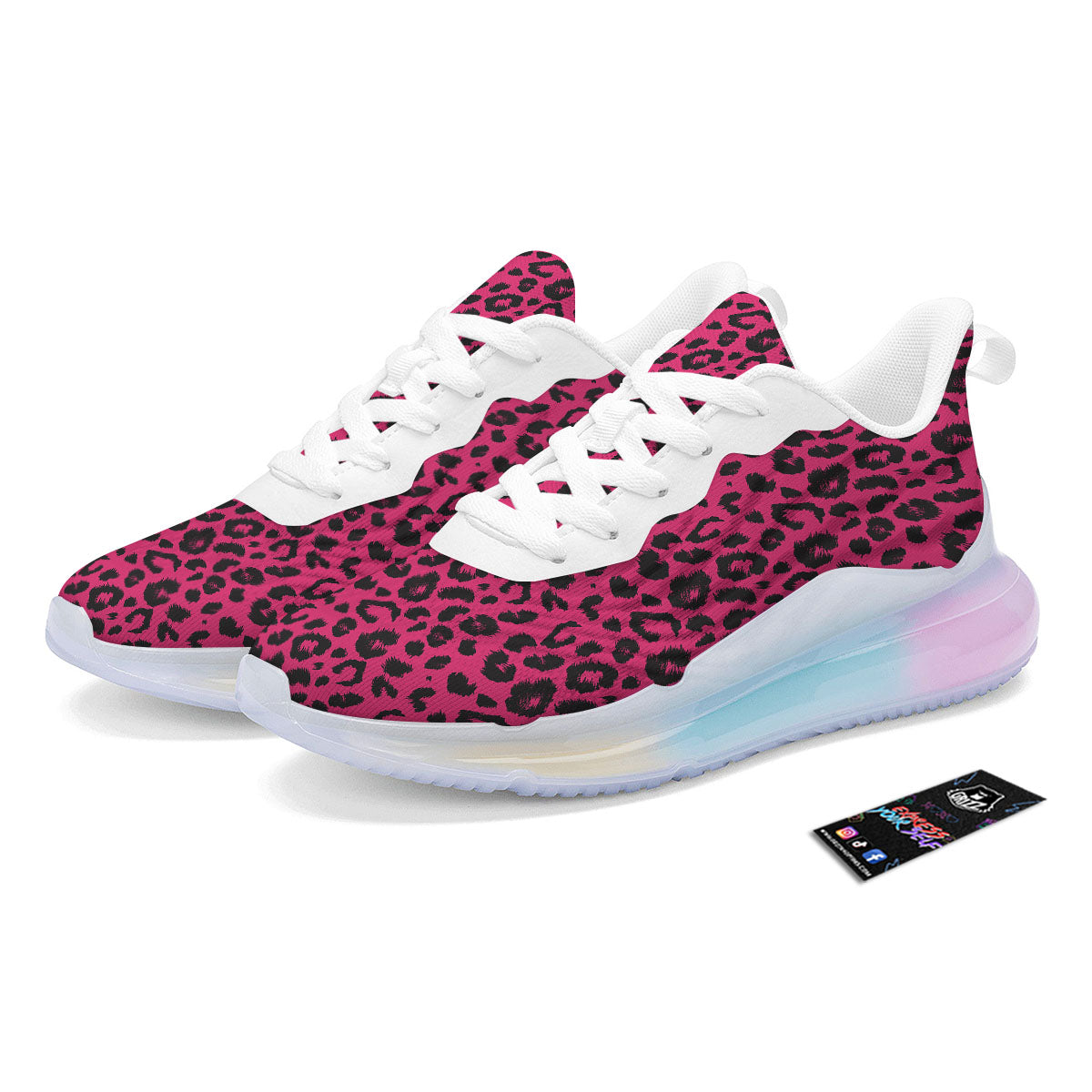 Leopard Hot Pink Print Running Sneakers-grizzshop