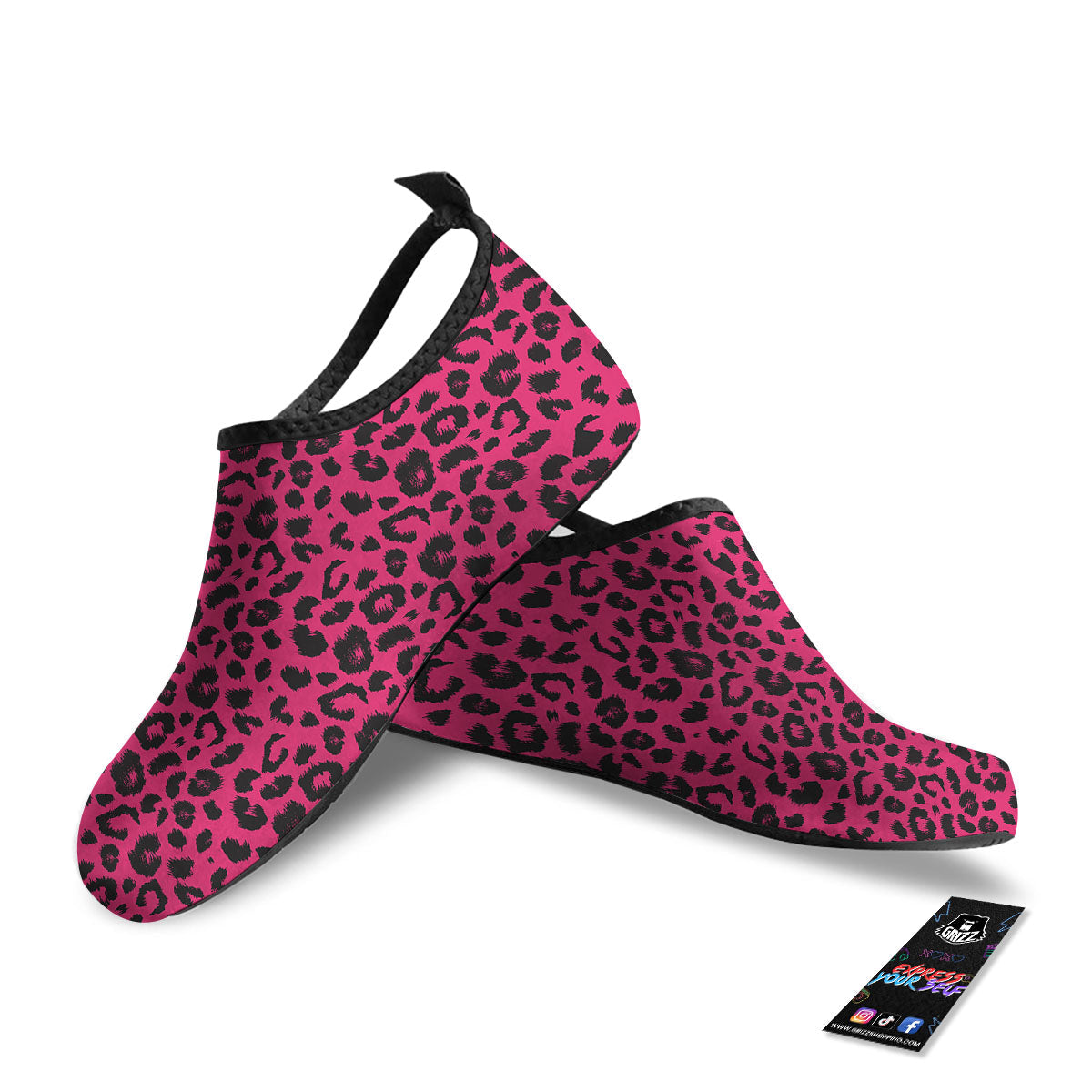 Leopard Hot Pink Print Water Shoes-grizzshop
