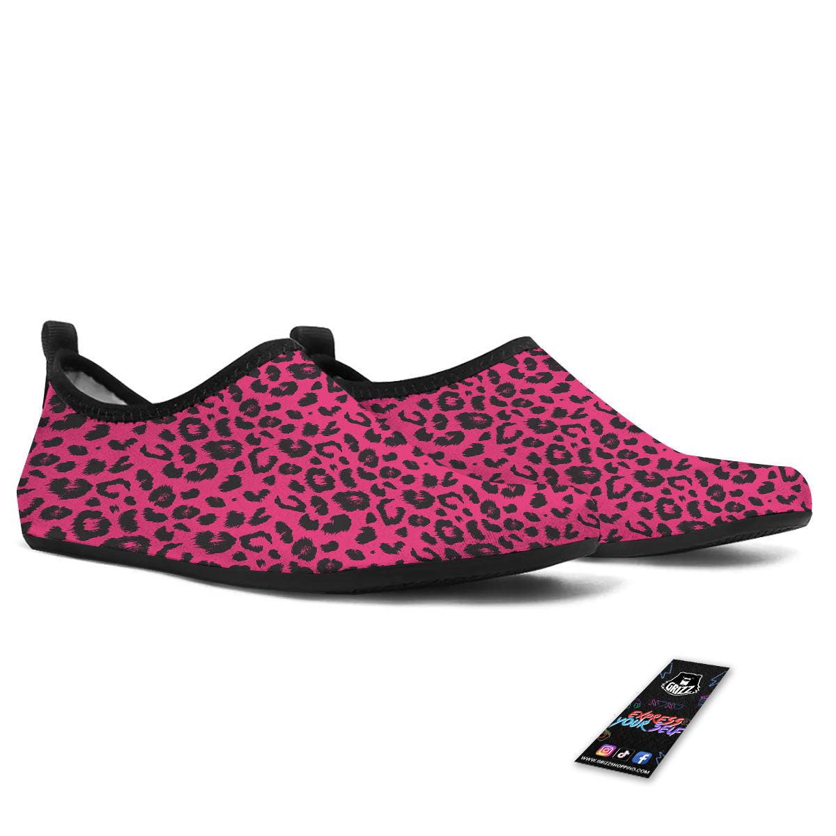 Leopard Hot Pink Print Water Shoes-grizzshop