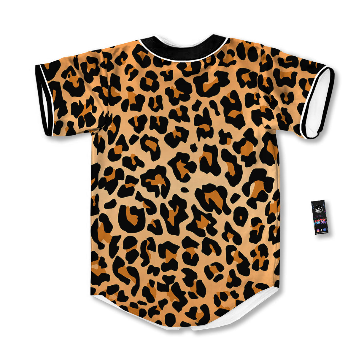 Leopard Orange Print Baseball Jersey-grizzshop