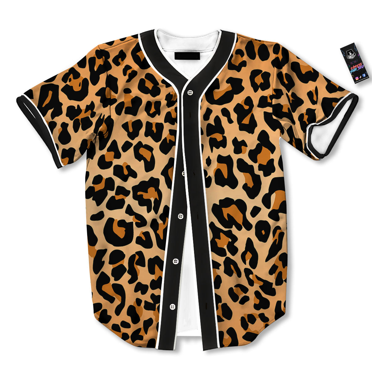Leopard Orange Print Baseball Jersey-grizzshop
