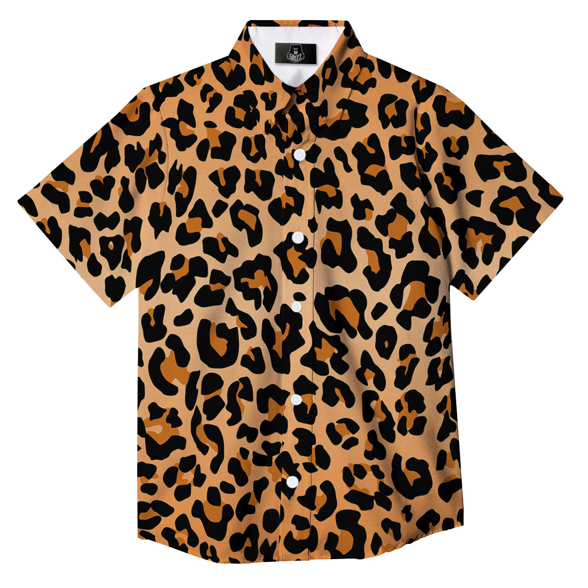Leopard Orange Print Button Up Shirt-grizzshop