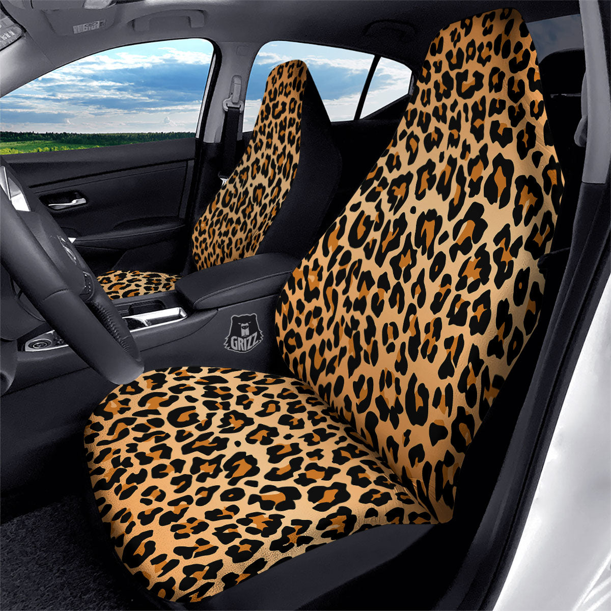 Leopard Orange Print Car Seat Covers-grizzshop