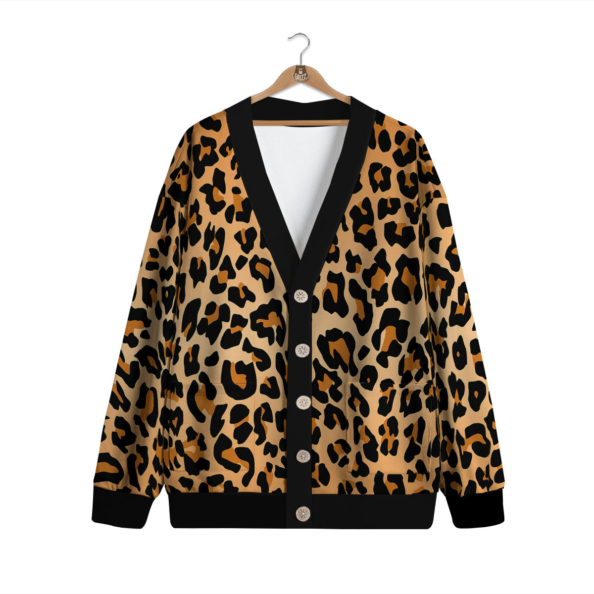 Leopard Orange Print Cardigan-grizzshop