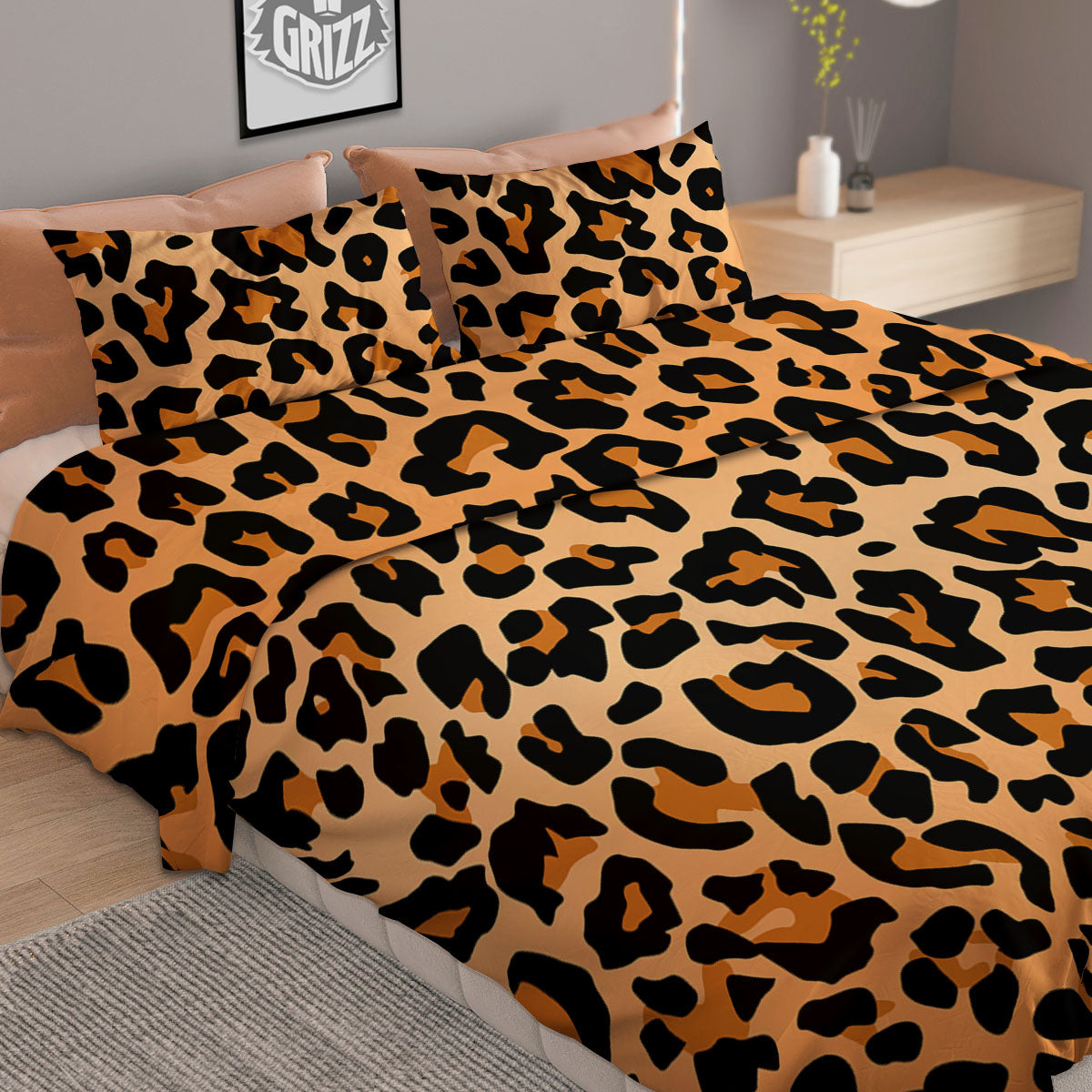 Leopard Orange Print Duvet Cover Bedding Set