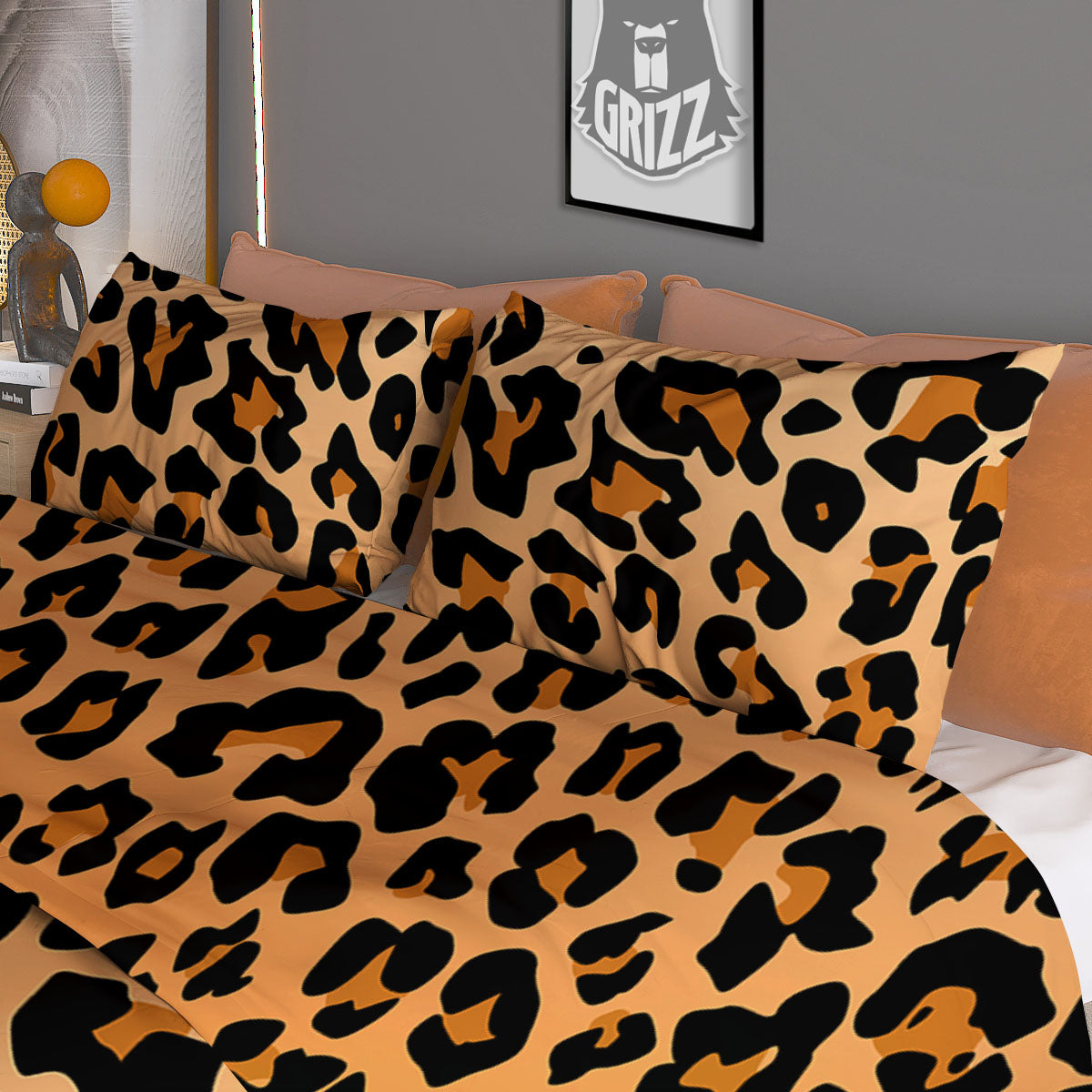 Leopard Orange Print Duvet Cover Bedding Set