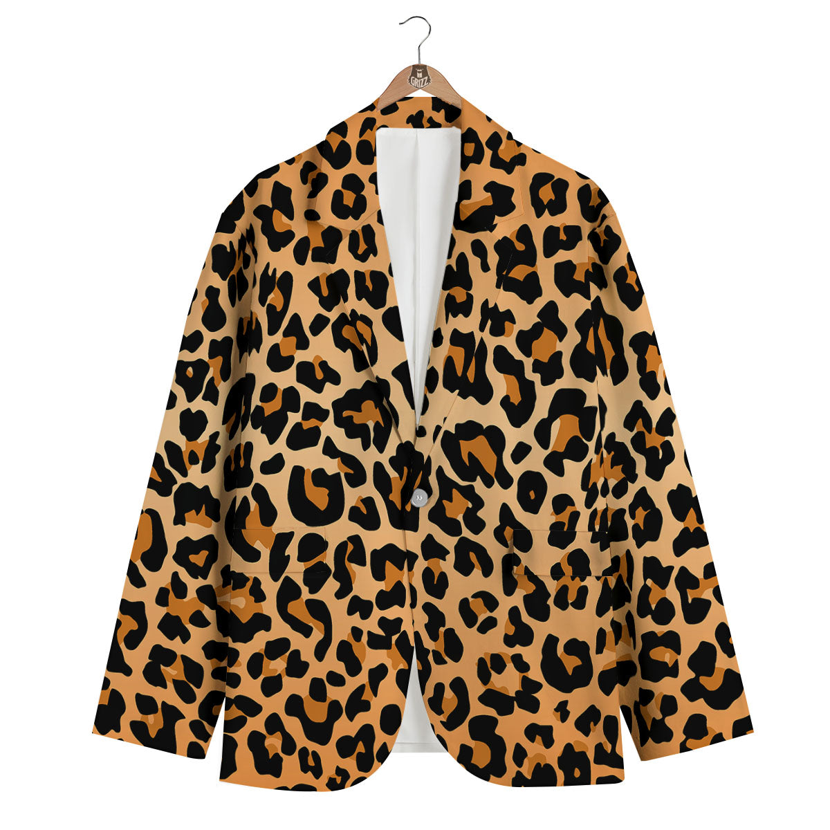 Leopard Orange Print Men's Blazer-grizzshop