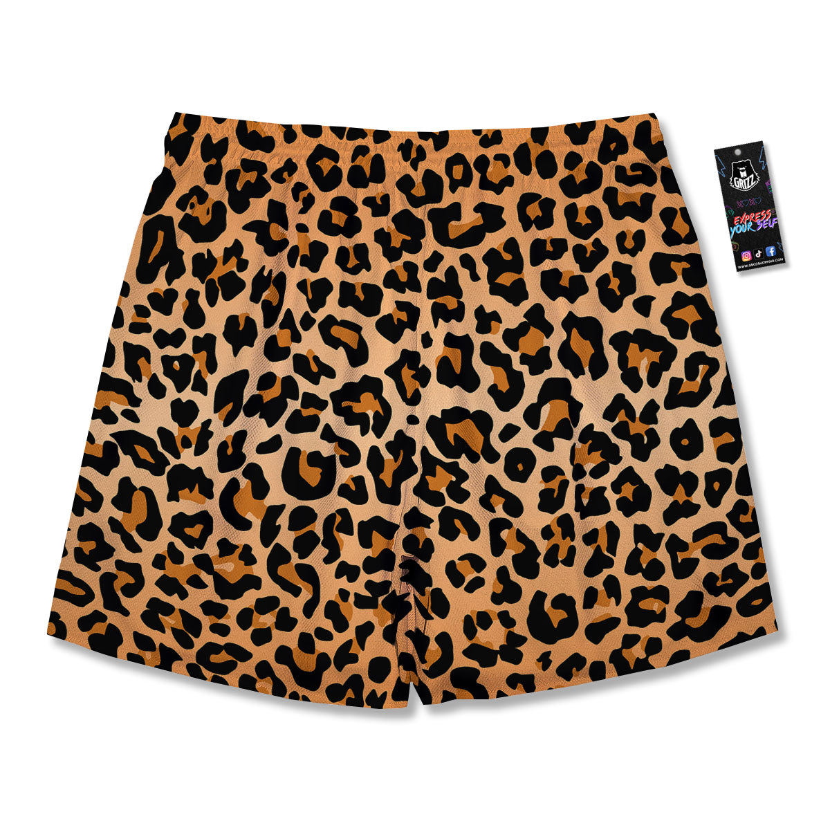 Leopard Orange Print Men's Running Shorts-grizzshop