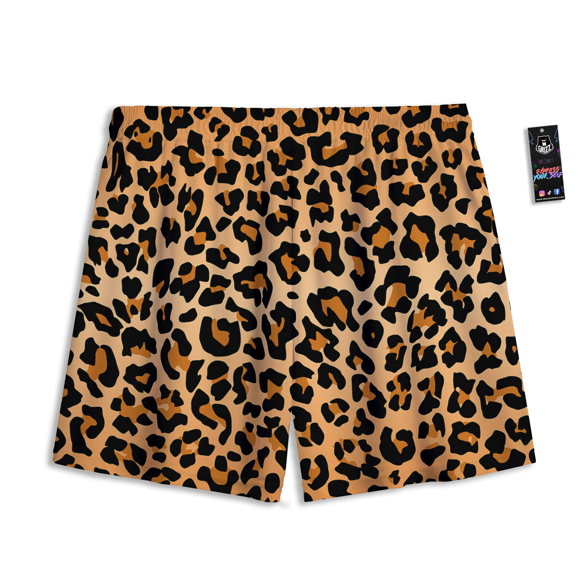 Leopard Orange Print Mesh Shorts