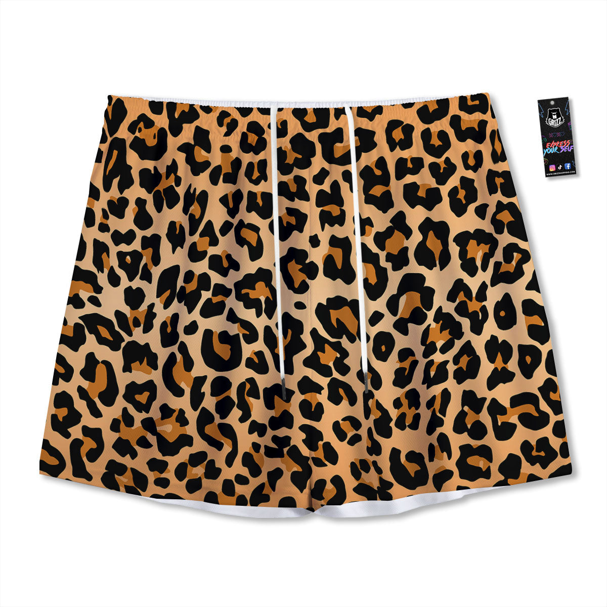 Leopard Orange Print Mesh Shorts