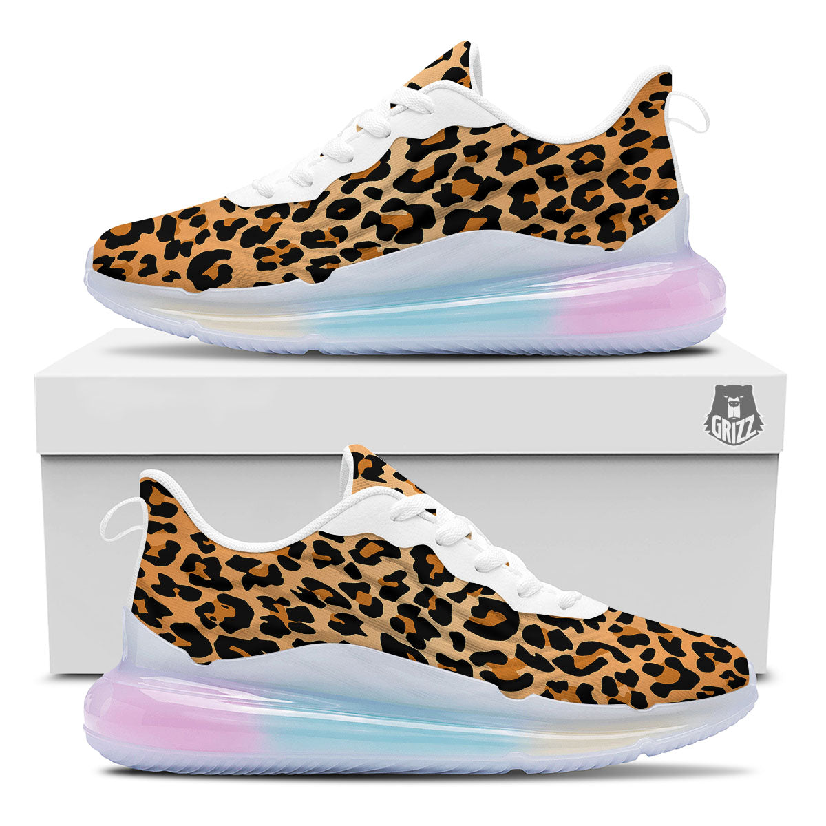 Leopard Orange Print Running Sneakers-grizzshop