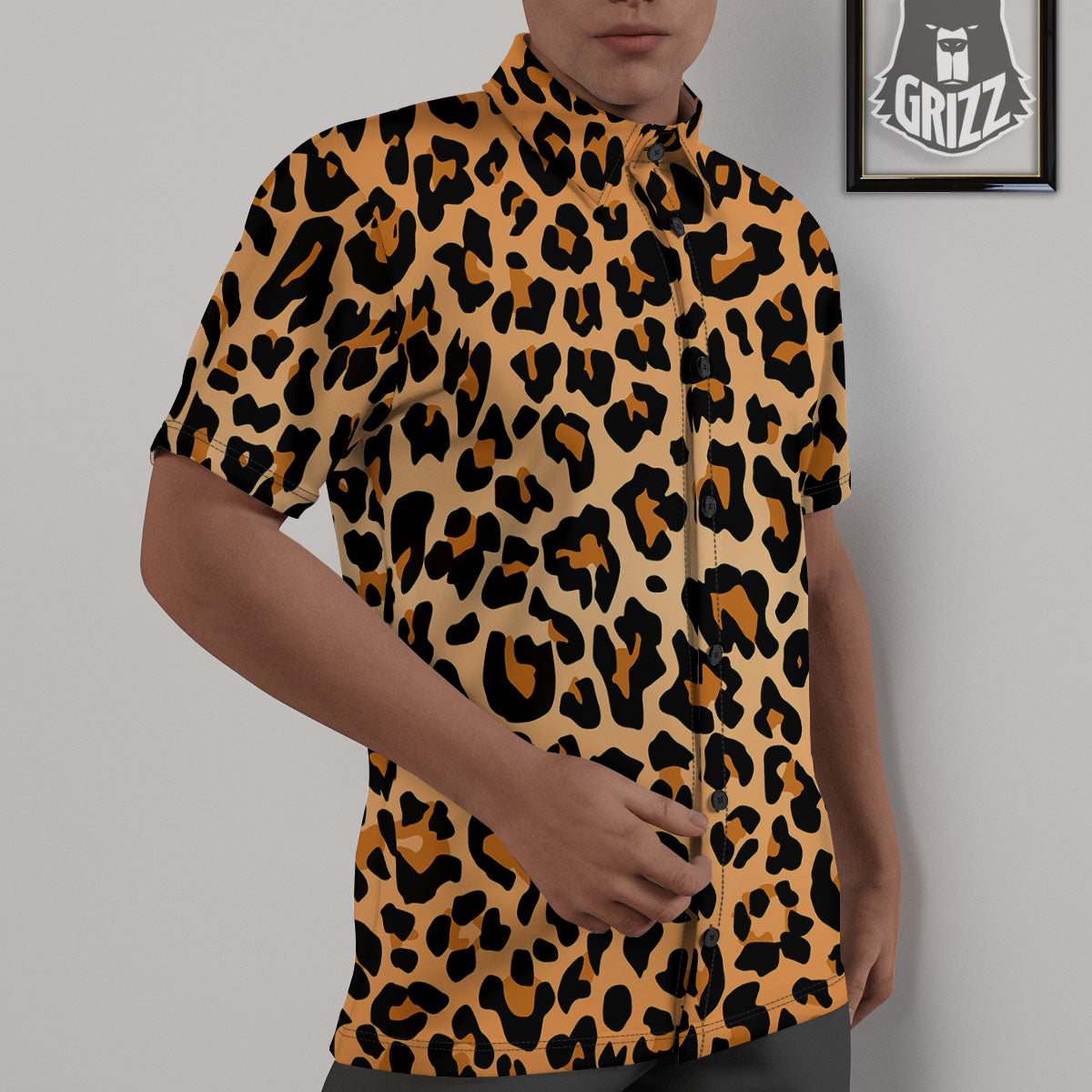 Leopard Orange Print Untucked Shirts-grizzshop