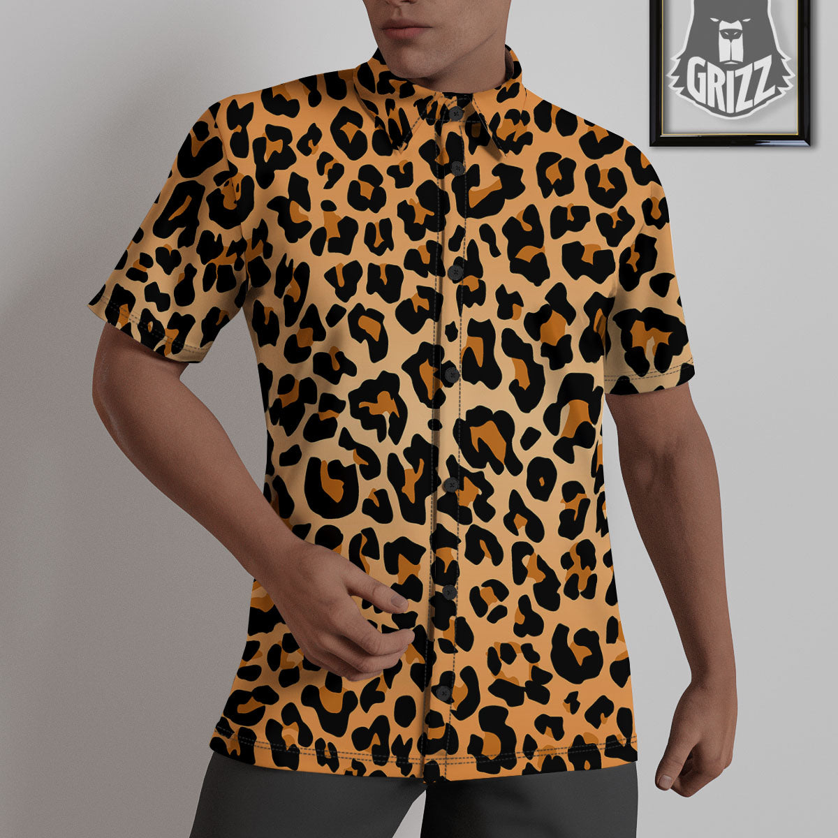 Leopard Orange Print Untucked Shirts-grizzshop