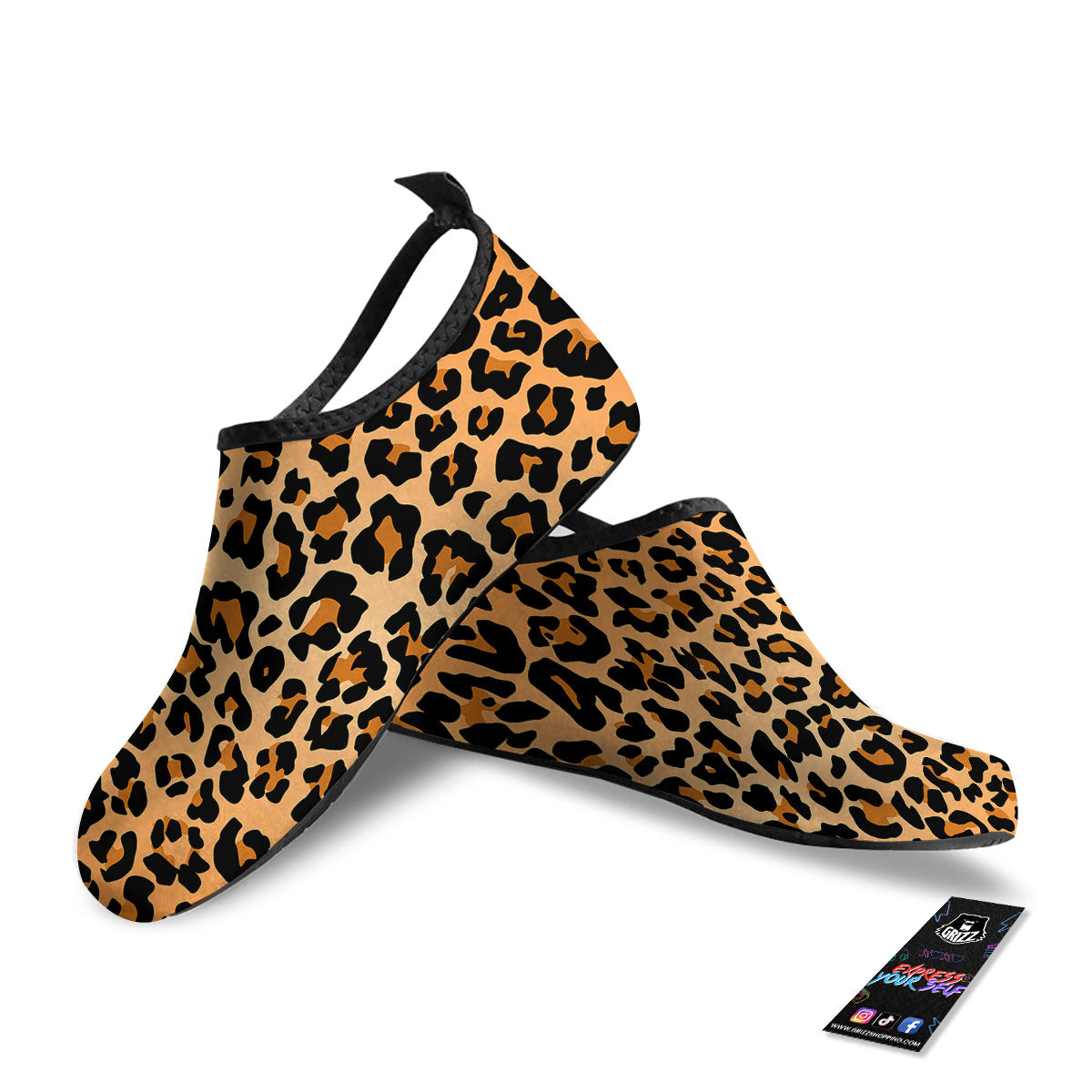 Leopard Orange Print Water Shoes-grizzshop