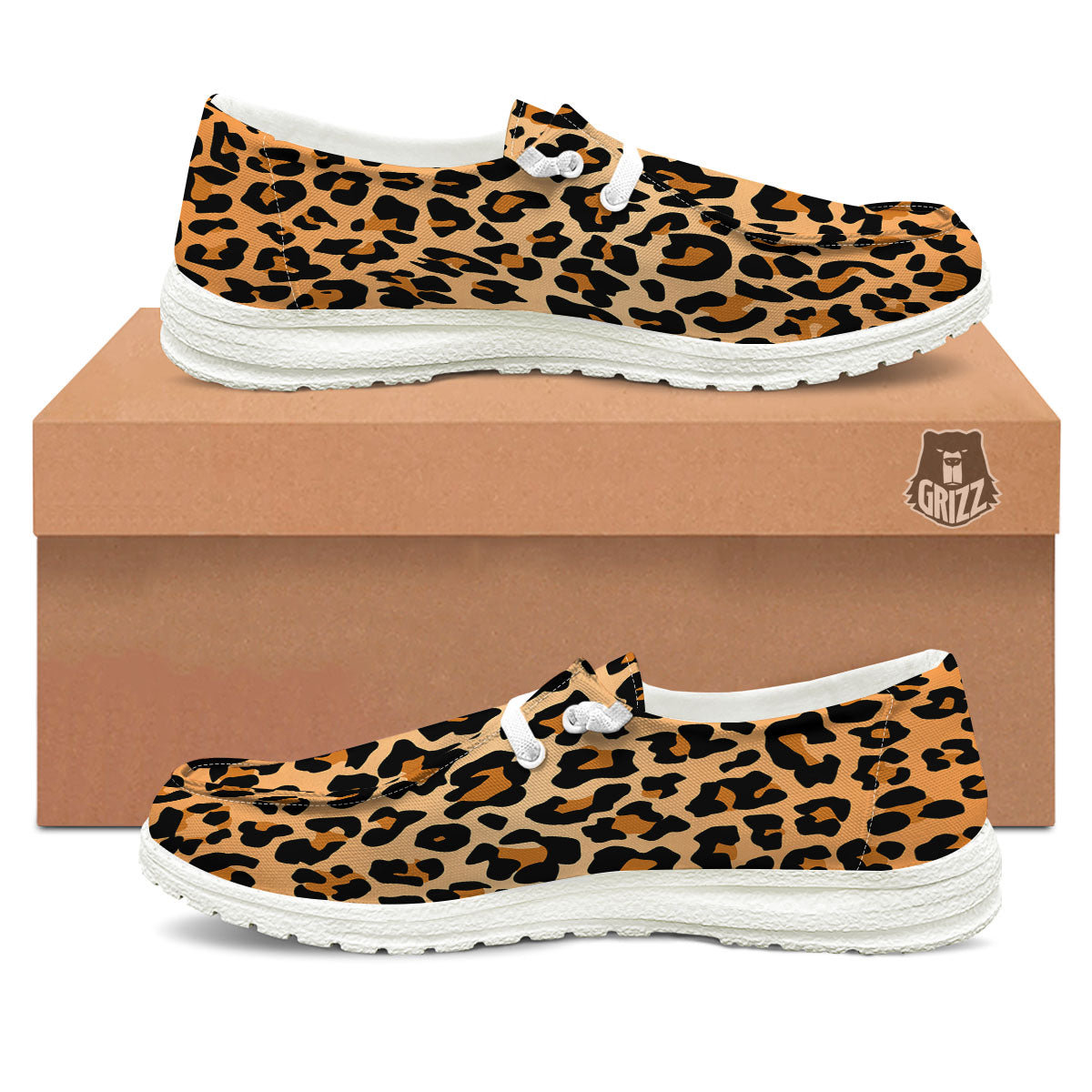 Leopard Orange Print White Loafers-grizzshop