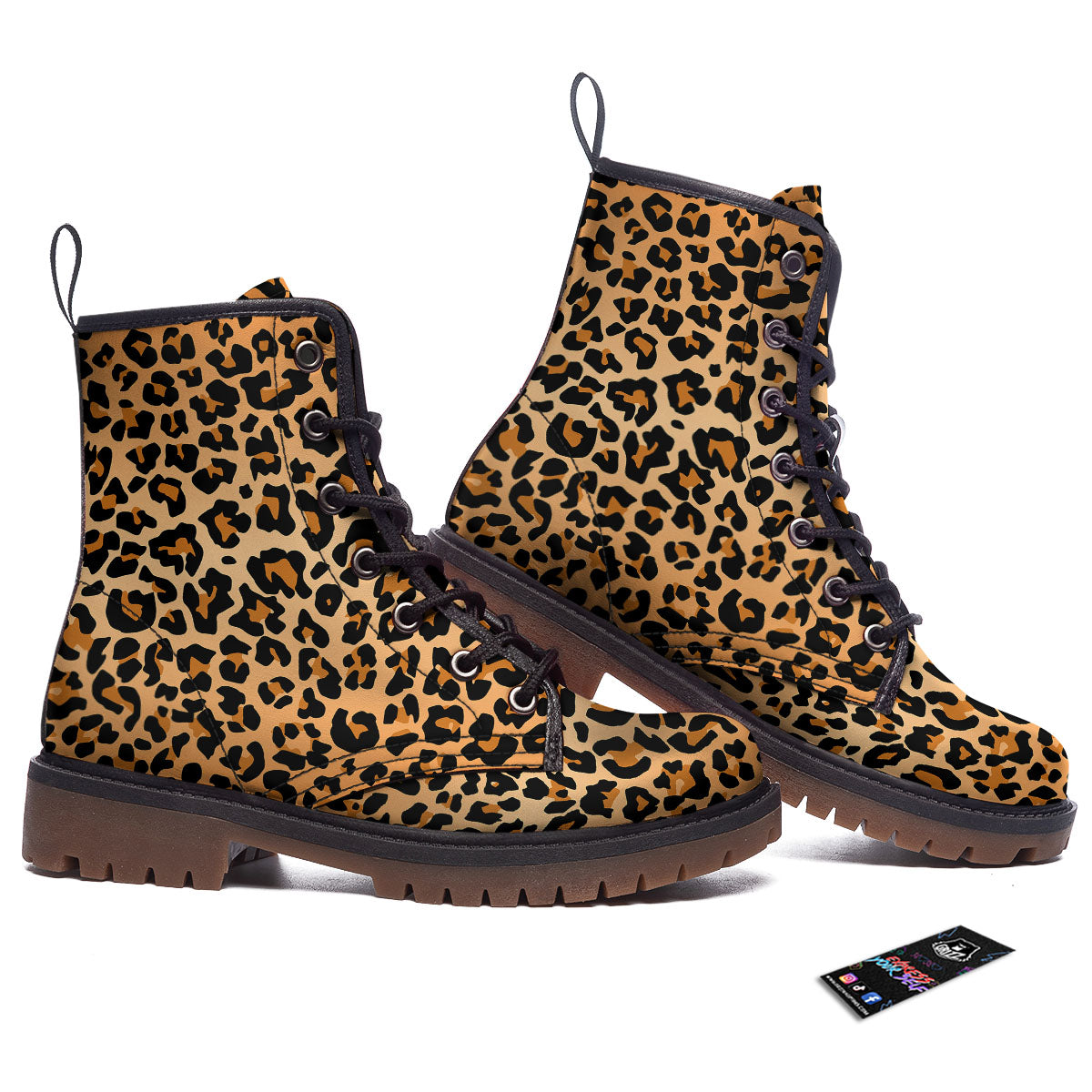 Leopard Orange Print Work Boots-grizzshop