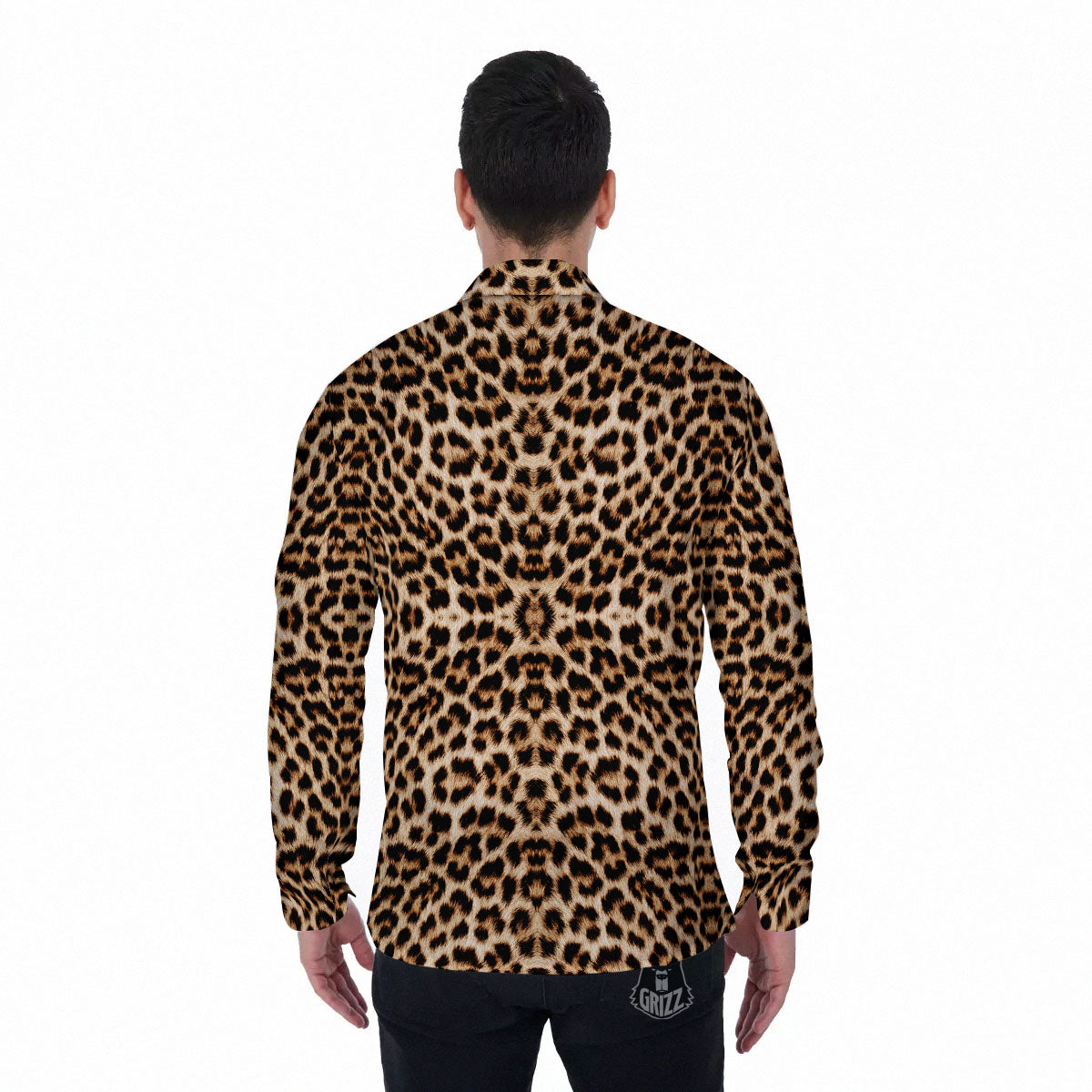 Leopard Pattern Men's Long Sleeve Shirts-grizzshop