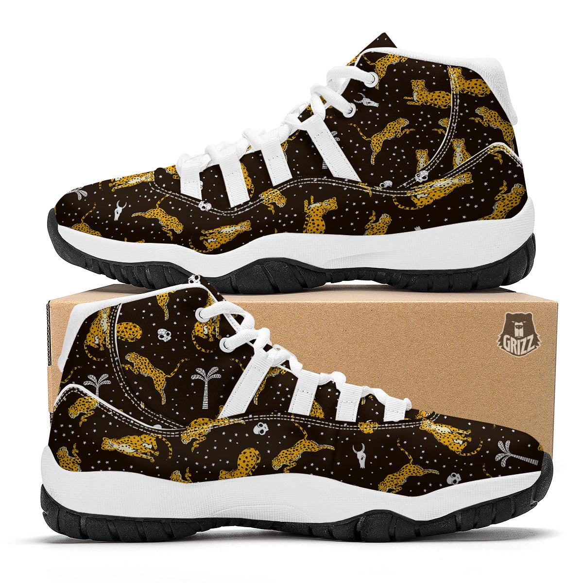 Leopard Pattern White Bball Shoes-grizzshop