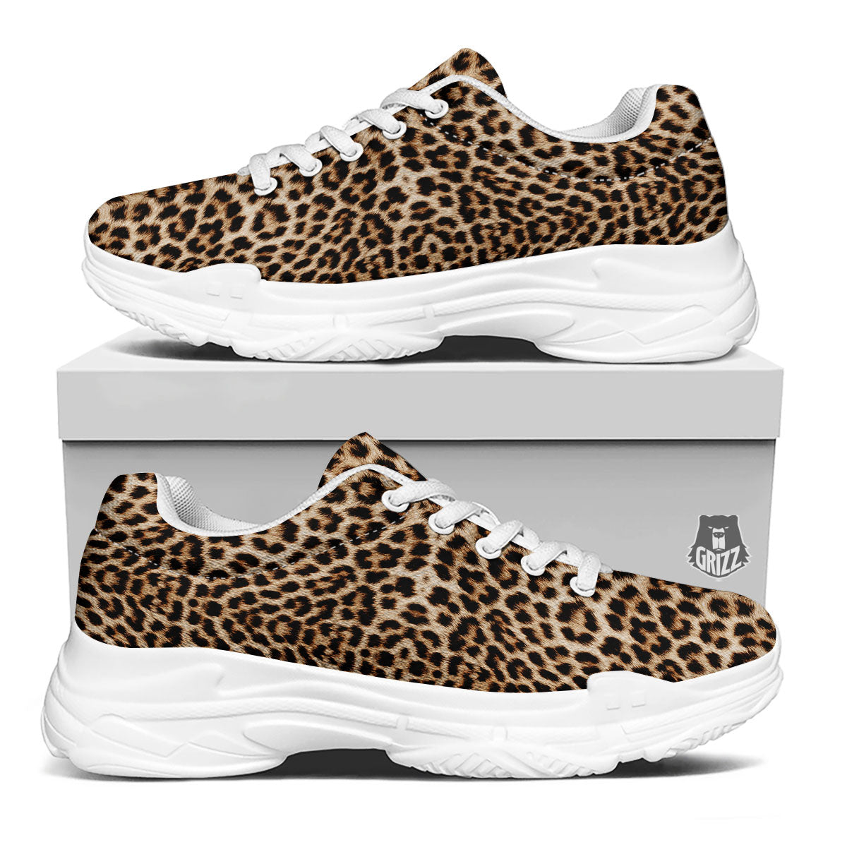 Leopard Pattern White Chunky Shoes-grizzshop