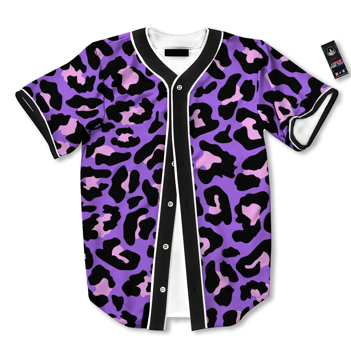 Leopard Pink And Purple Print Baseball Jersey-grizzshop