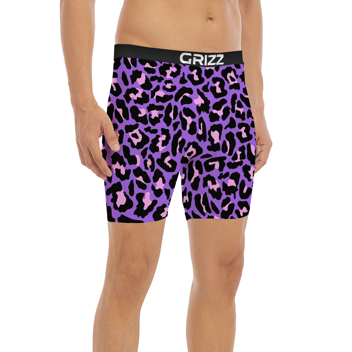 Leopard Pink And Purple Print Boxer Briefs-grizzshop
