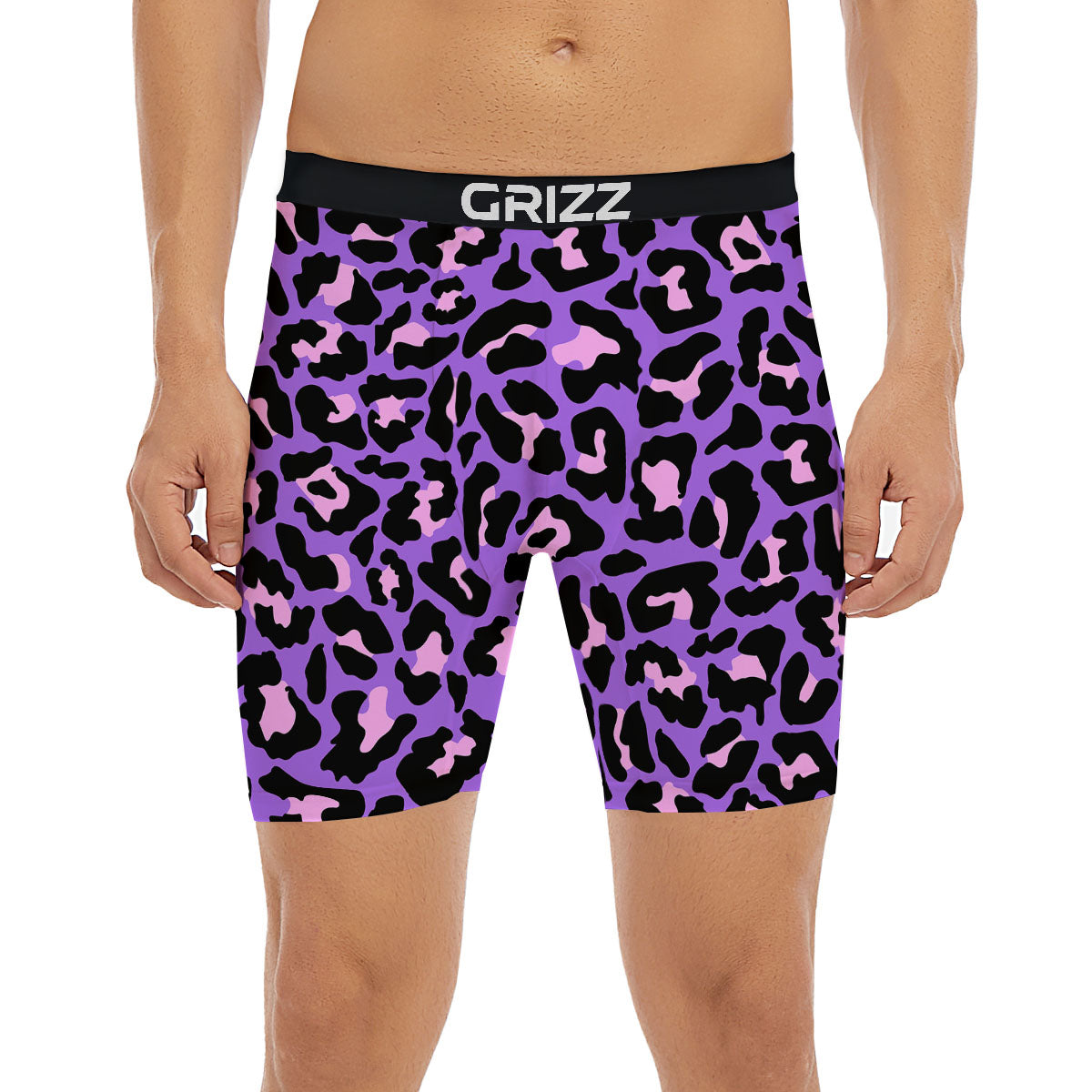 Leopard Pink And Purple Print Boxer Briefs-grizzshop
