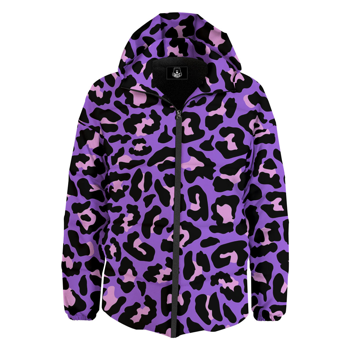 Leopard Pink And Purple Print Down Jacket-grizzshop