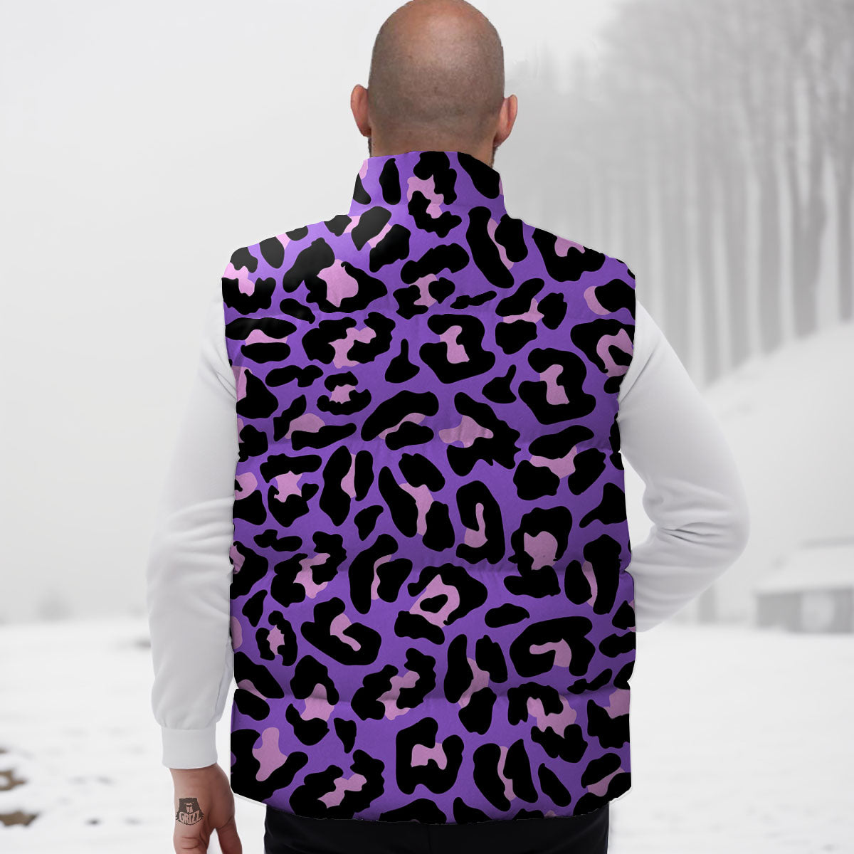Leopard Pink And Purple Print Down Vest