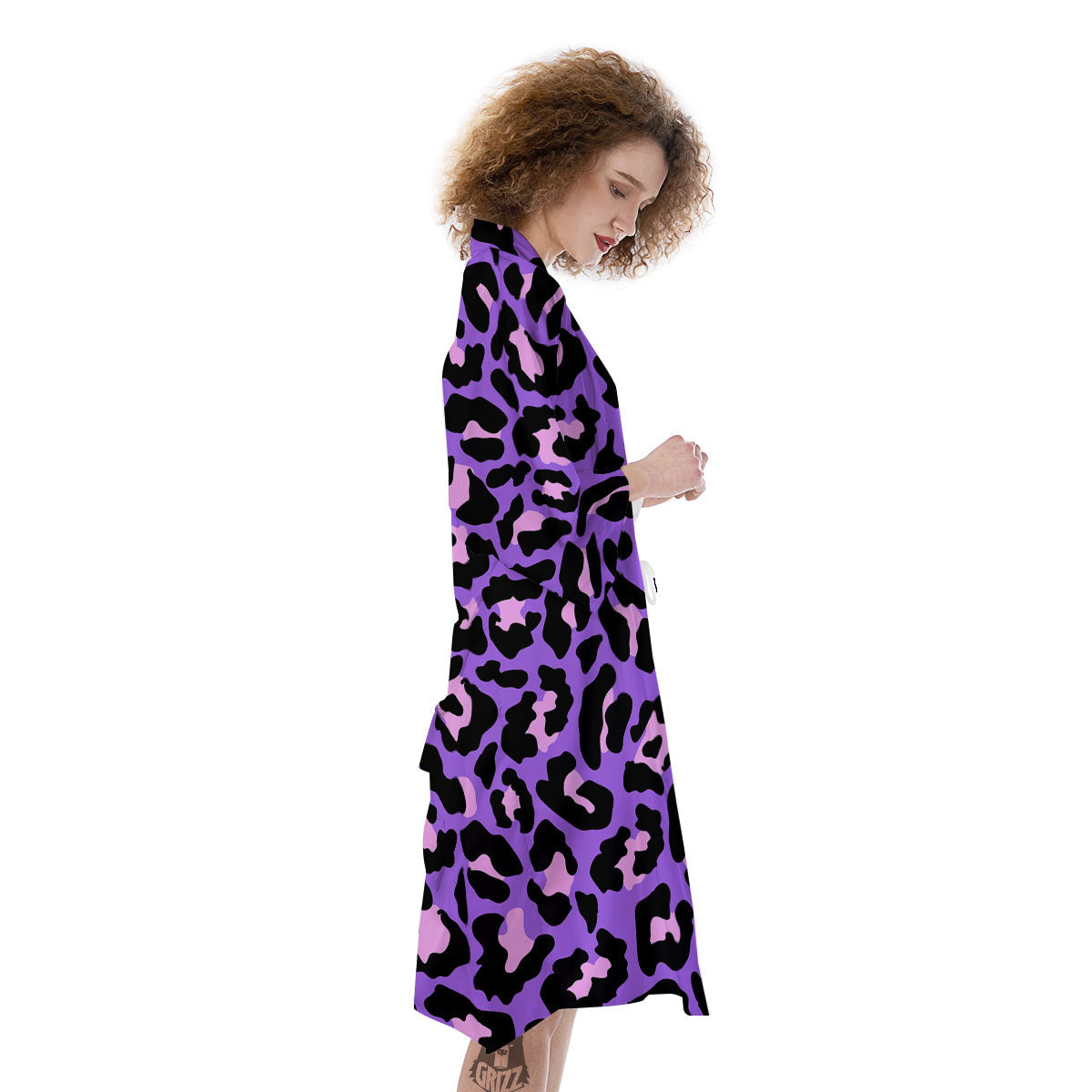 Leopard Pink And Purple Print Kimono-grizzshop