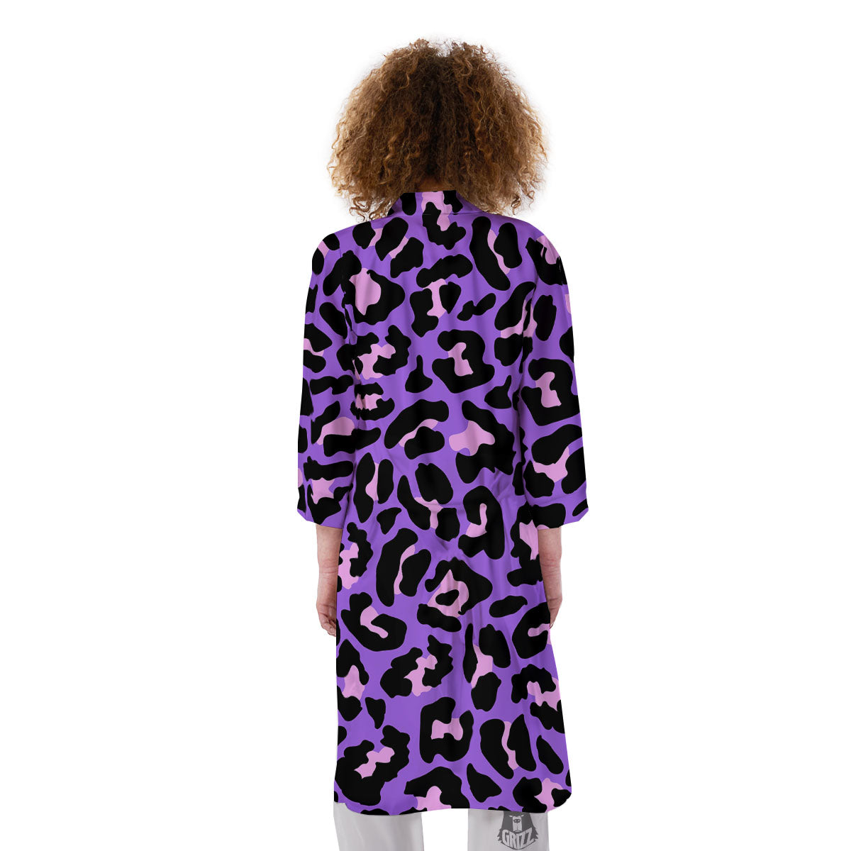 Leopard Pink And Purple Print Kimono-grizzshop