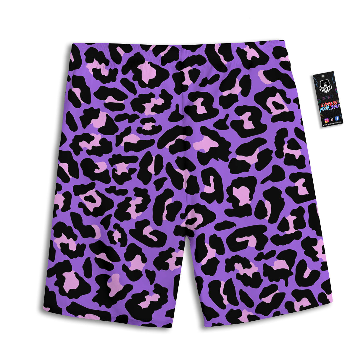 Leopard Pink And Purple Print Men's Athletic Shorts